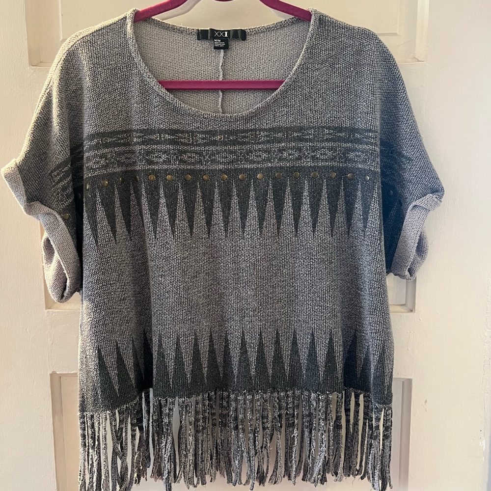 Forever 21 Charcoal Knit Top with Stud Accents